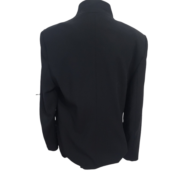 EUC Escada Black Leather Trim Wool Blend Babaasi Blazer - Picture 5 of 10